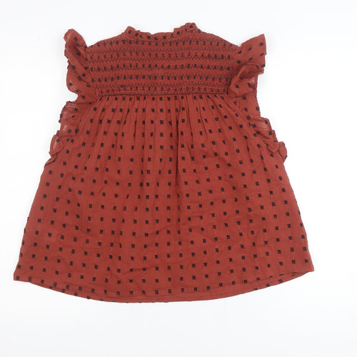 Next Women's Brown Smocked Ruffle Tunic Blouse UK 10