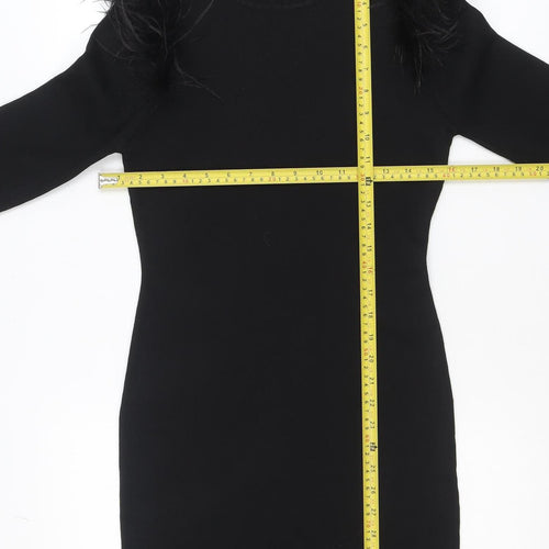 J&H Fashion Women Black L/XL Bodycon Feather Knit Party Dress