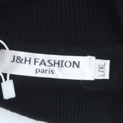 J&H Fashion Women Black L/XL Bodycon Feather Knit Party Dress