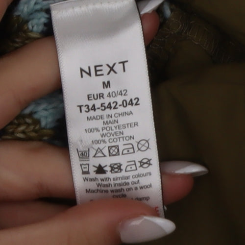 Next Women Olive Green Fair Isle Knit Layered Jumper M Wool Blend