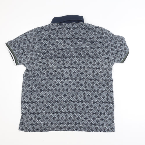 Bewley & Ritch Men's Blue Geometric 3XL Cotton Polo Shirt