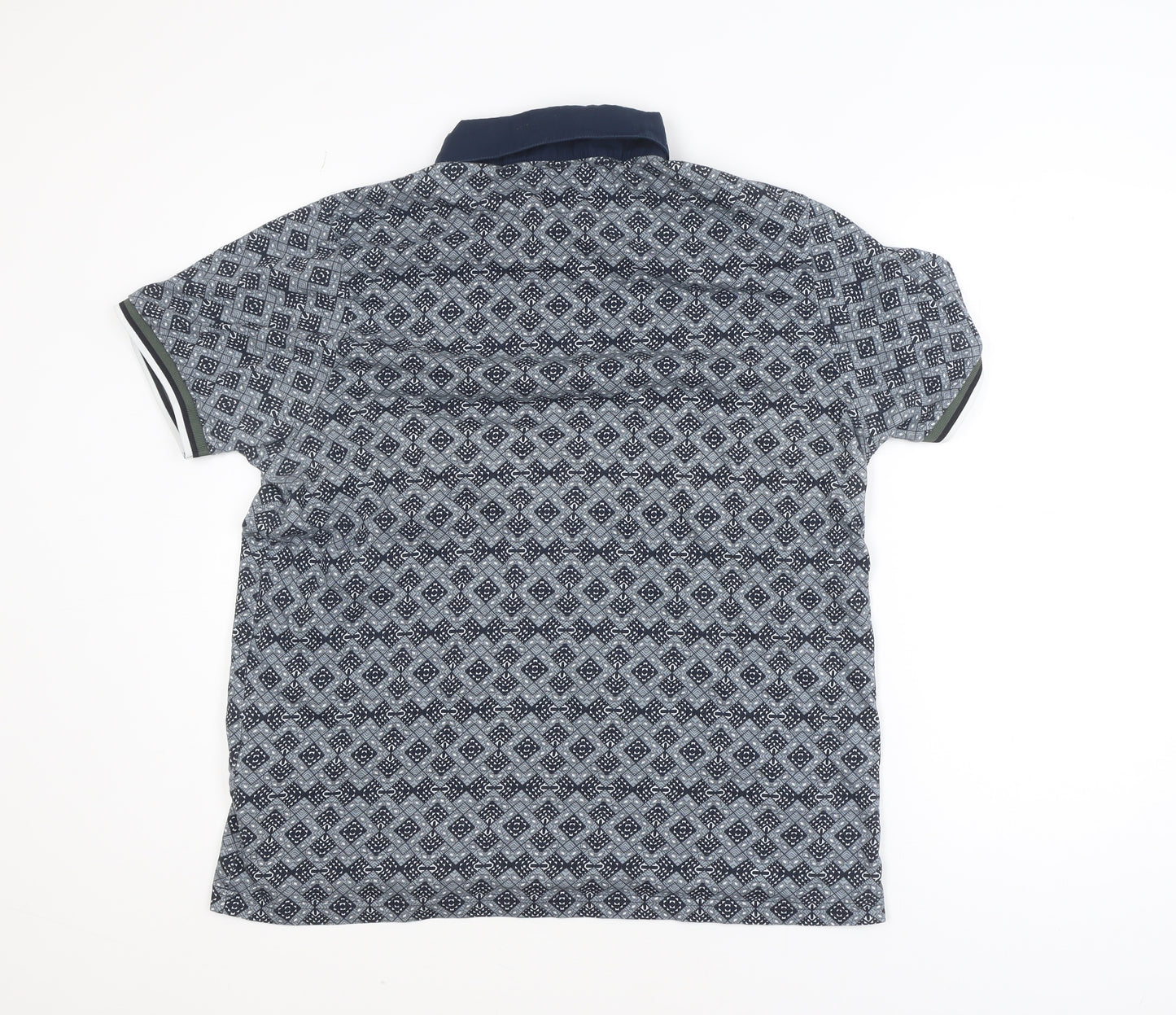 Bewley & Ritch Men's Blue Geometric 3XL Cotton Polo Shirt