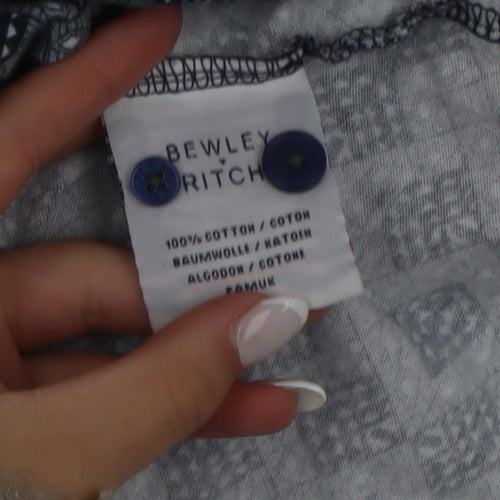 Bewley & Ritch Men's Blue Geometric 3XL Cotton Polo Shirt
