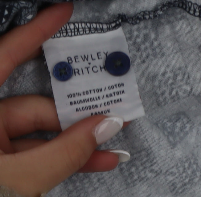 Bewley & Ritch Men's Blue Geometric 3XL Cotton Polo Shirt