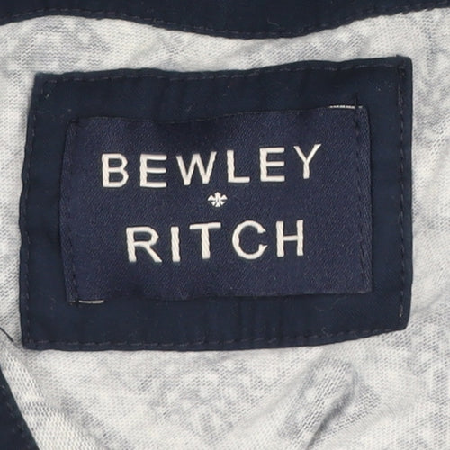 Bewley & Ritch Men's Blue Geometric 3XL Cotton Polo Shirt