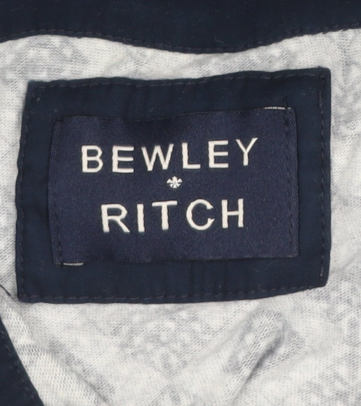 Bewley & Ritch Men's Blue Geometric 3XL Cotton Polo Shirt