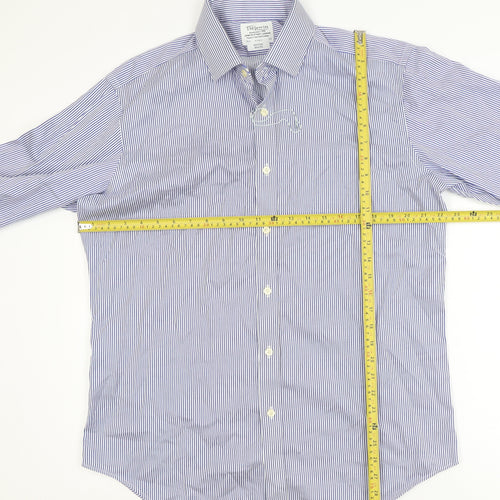 T.M. Lewin Men's Blue Striped Slim Fit Non-Iron Long Sleeve Shirt 16.5
