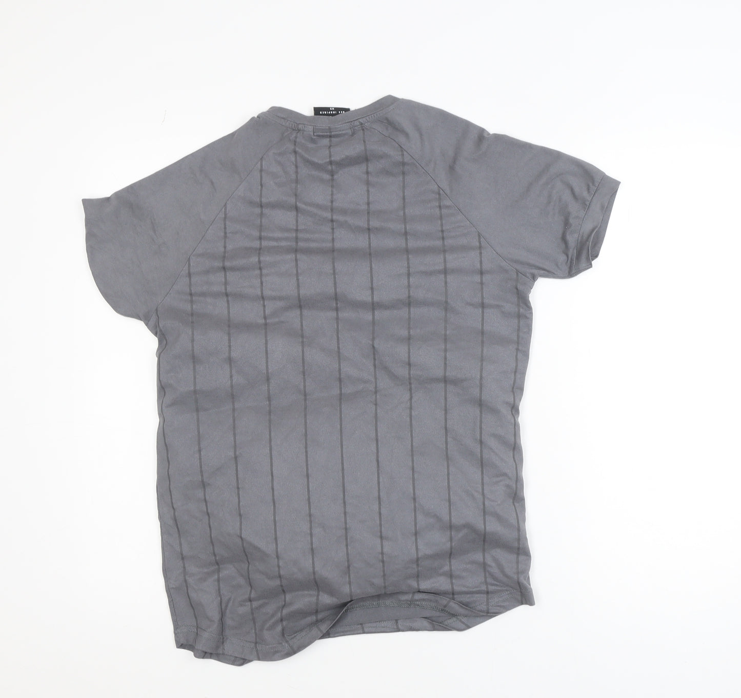 Bee Inspired Men's Grey Slim Fit Pinstripe T-Shirt XS