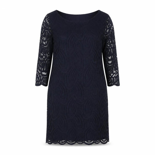 Wallis Women Blue Lace Sheath Dress Size 12 3/4 Sleeve
