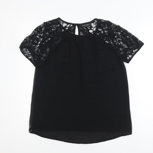 Dorothy Perkins Women's Black Lace Sleeve Tunic Blouse Size 14