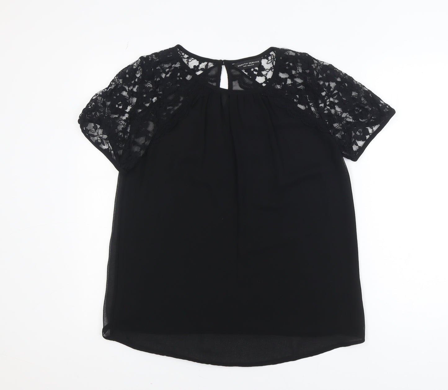 Dorothy Perkins Women's Black Lace Sleeve Tunic Blouse Size 14