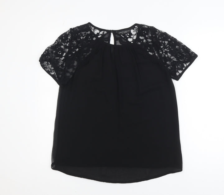Dorothy Perkins Women's Black Lace Sleeve Tunic Blouse Size 14