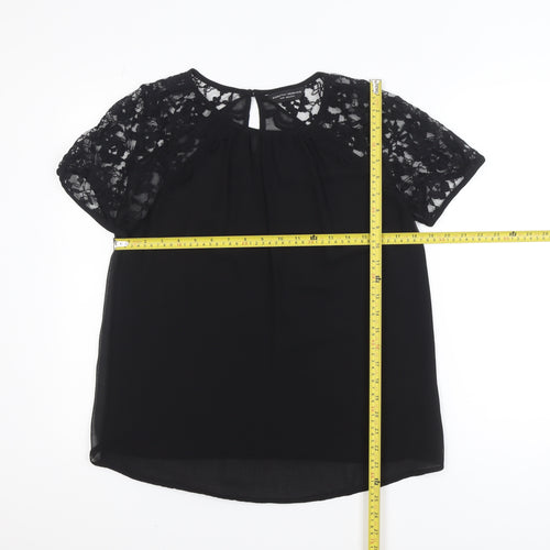 Dorothy Perkins Women's Black Lace Sleeve Tunic Blouse Size 14
