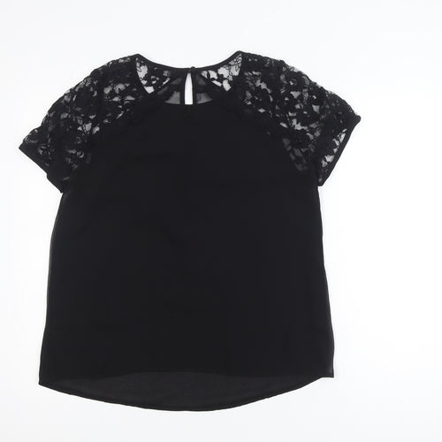 Dorothy Perkins Women's Black Lace Sleeve Tunic Blouse Size 14