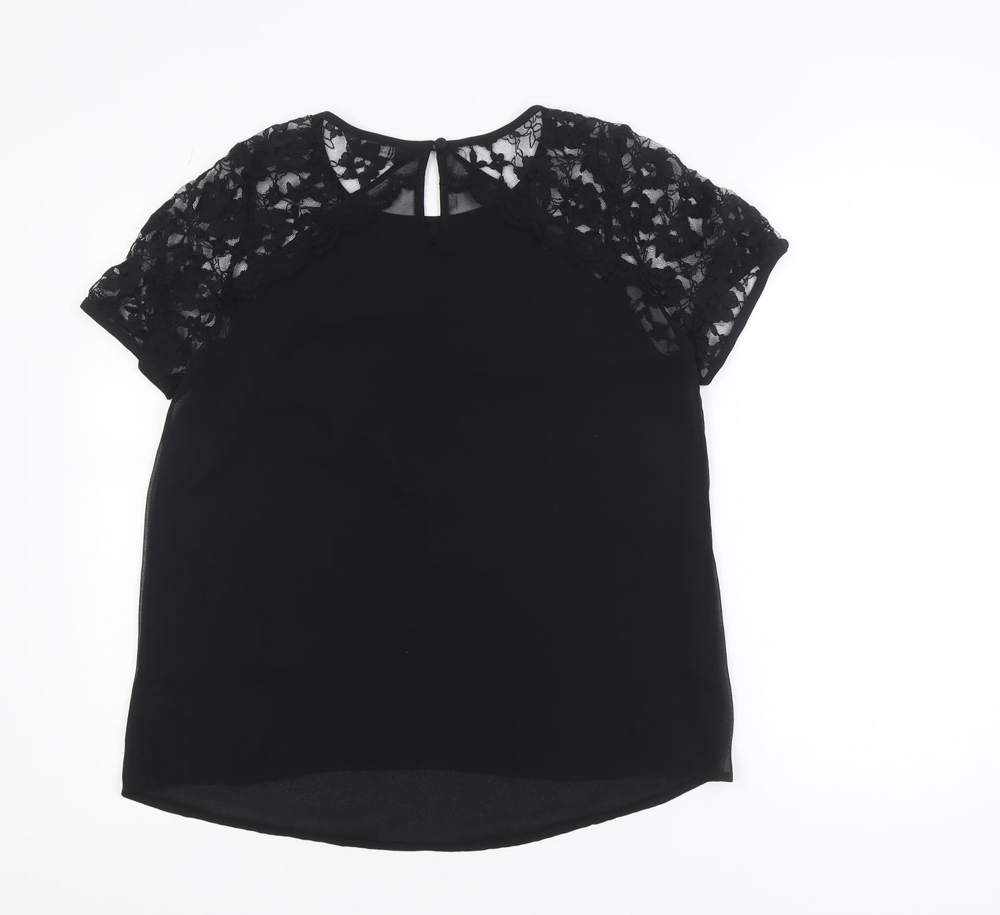 Dorothy Perkins Women's Black Lace Sleeve Tunic Blouse Size 14