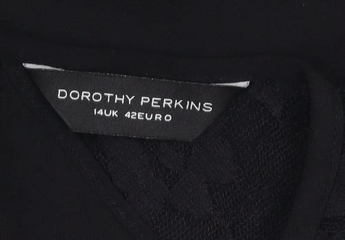 Dorothy Perkins Women's Black Lace Sleeve Tunic Blouse Size 14