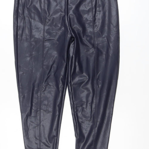 Marks and Spencer Womens Black Faux Leather Leggings Size 16 Short