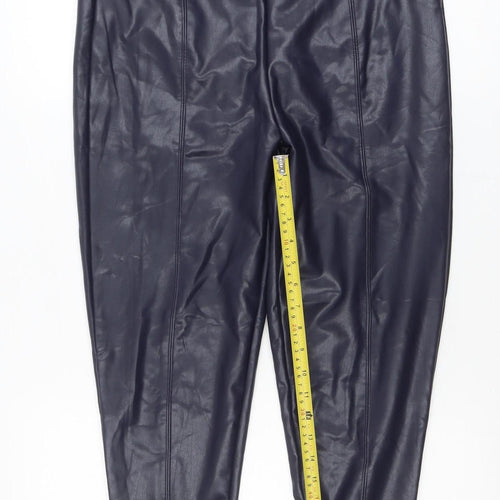Marks and Spencer Womens Black Faux Leather Leggings Size 16 Short