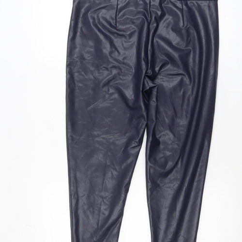 Marks and Spencer Womens Black Faux Leather Leggings Size 16 Short