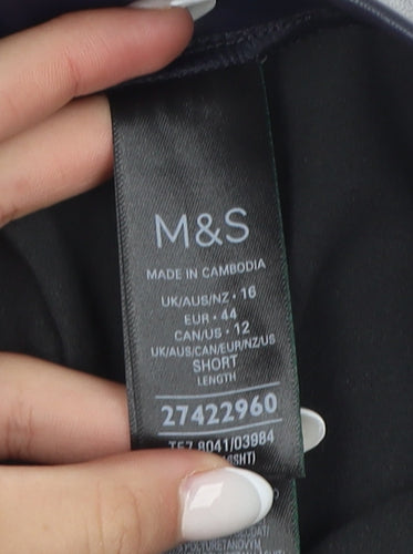 Marks and Spencer Womens Black Faux Leather Leggings Size 16 Short