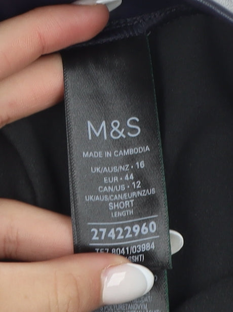 Marks and Spencer Womens Black Faux Leather Leggings Size 16 Short