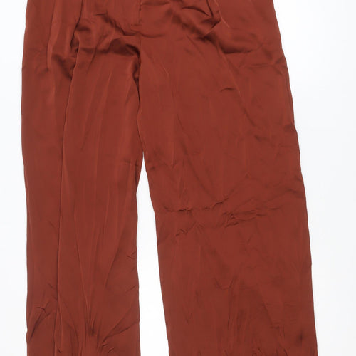Hush Womens Rust Wide-Leg Trousers Size 14 Polyester Dress Pants