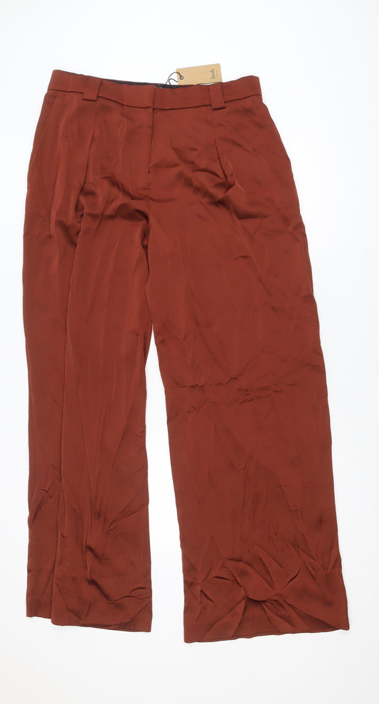 Hush Womens Rust Wide-Leg Trousers Size 14 Polyester Dress Pants