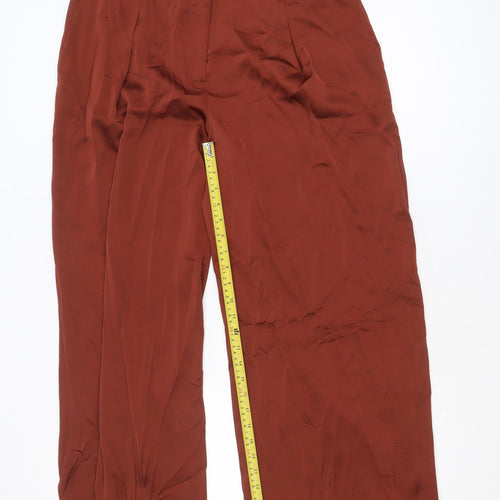 Hush Womens Rust Wide-Leg Trousers Size 14 Polyester Dress Pants