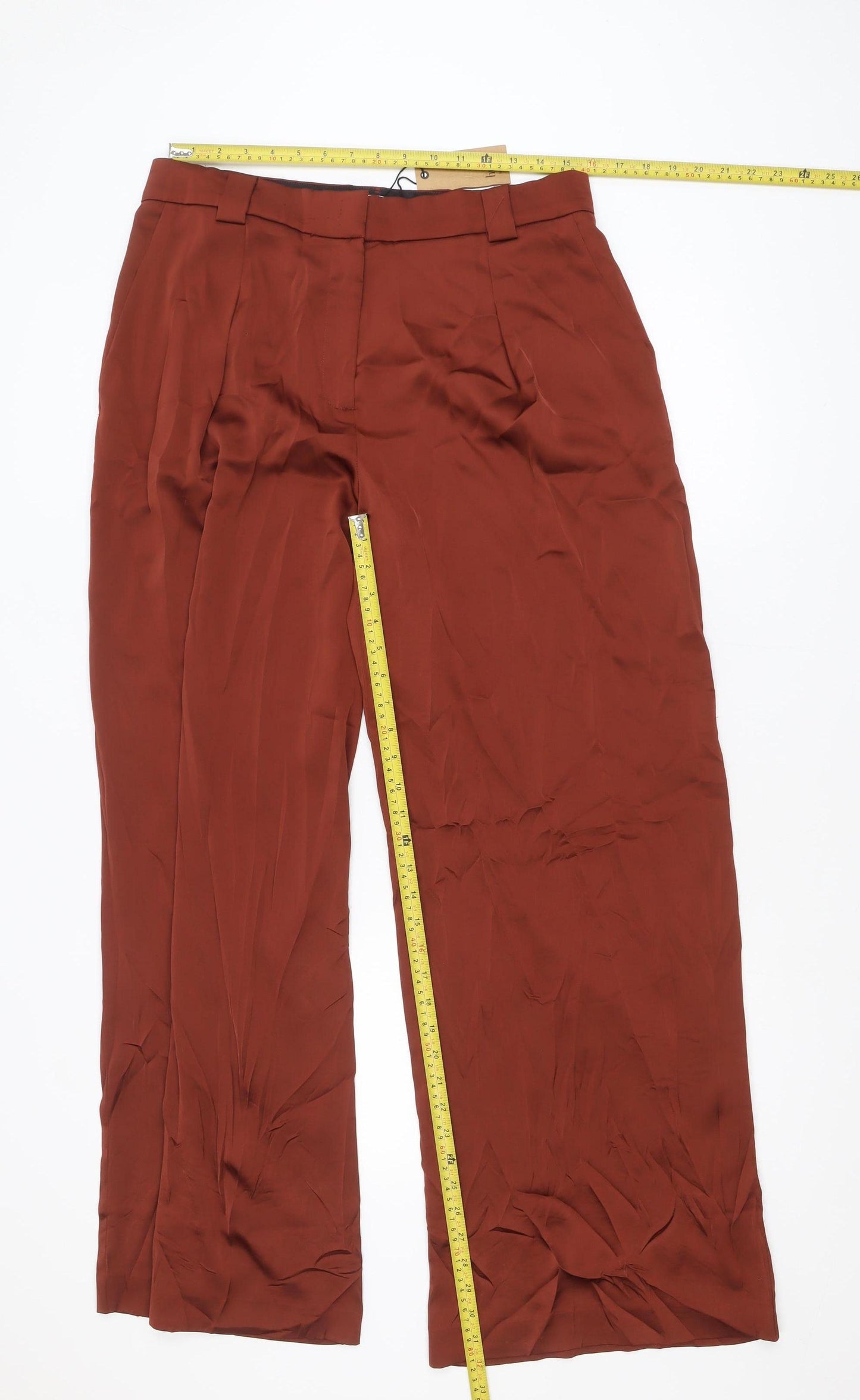 Hush Womens Rust Wide-Leg Trousers Size 14 Polyester Dress Pants