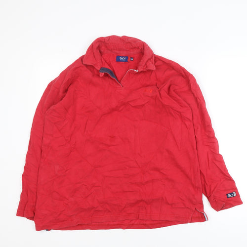 Paco Men’s Red Long Sleeve Cotton Polo Shirt Size S