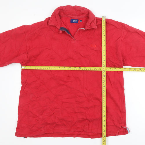 Paco Men’s Red Long Sleeve Cotton Polo Shirt Size S