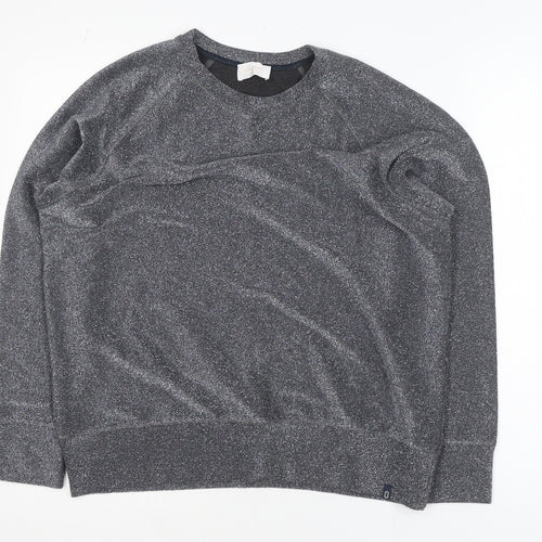 ottod'Ame Women's Grey Glitter Long Sleeve Basic Blouse Size 10