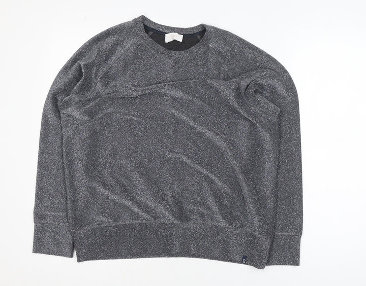 ottod'Ame Women's Grey Glitter Long Sleeve Basic Blouse Size 10