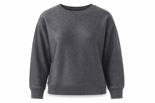 Front view of ottod'Ame Women's Grey Glitter Long Sleeve Basic Blouse, size 10
