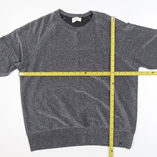 ottod'Ame Women's Grey Glitter Long Sleeve Basic Blouse Size 10