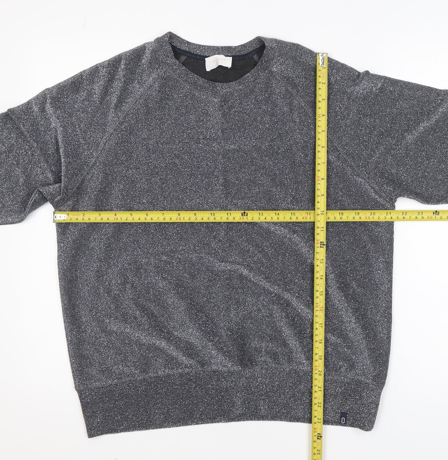 ottod'Ame Women's Grey Glitter Long Sleeve Basic Blouse Size 10