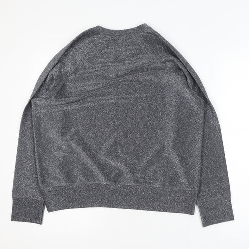 ottod'Ame Women's Grey Glitter Long Sleeve Basic Blouse Size 10