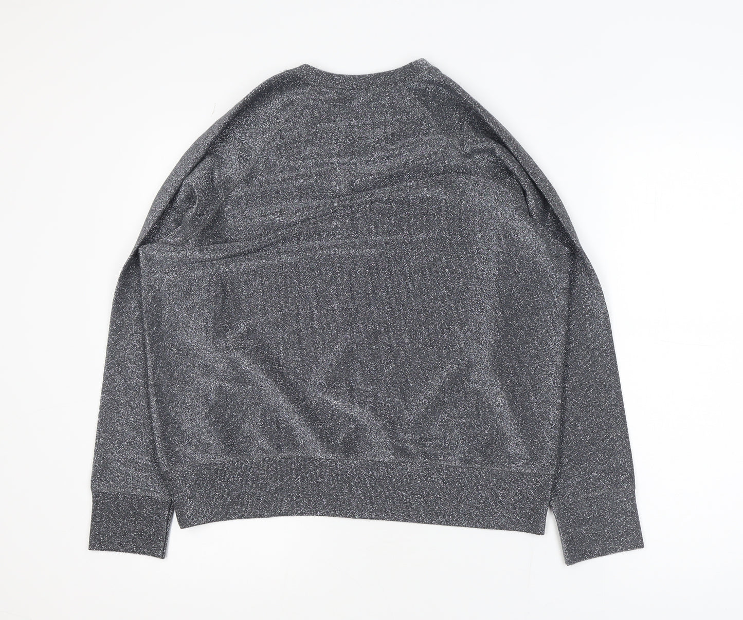ottod'Ame Women's Grey Glitter Long Sleeve Basic Blouse Size 10