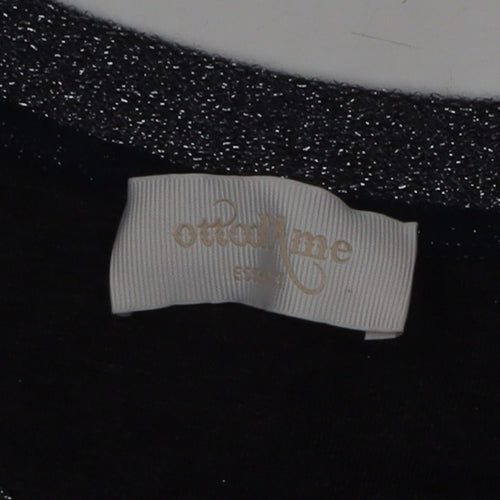 ottod'Ame Women's Grey Glitter Long Sleeve Basic Blouse Size 10