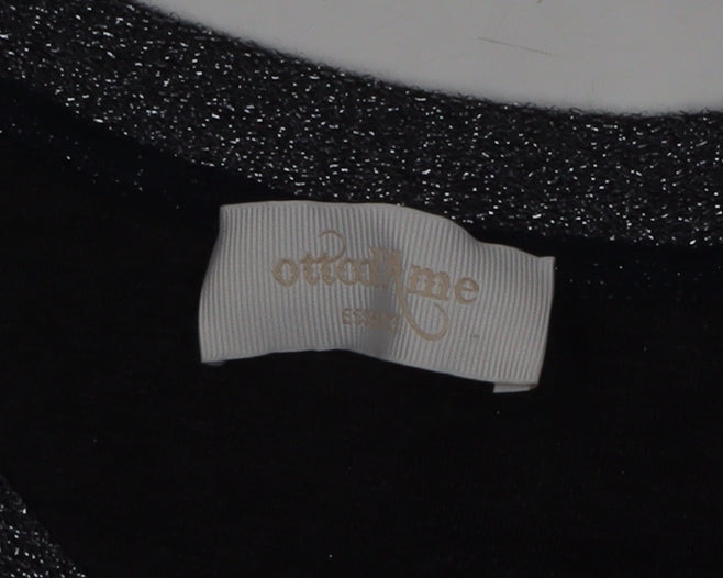 ottod'Ame Women's Grey Glitter Long Sleeve Basic Blouse Size 10