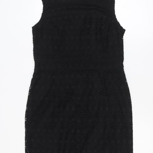 Dunnes Women Black Lace Sheath Knee Length Dress Size 14