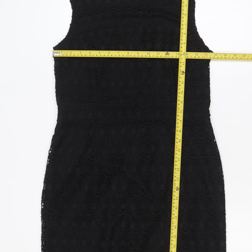 Dunnes Women Black Lace Sheath Knee Length Dress Size 14