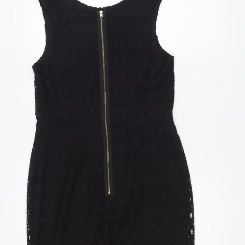 Dunnes Women Black Lace Sheath Knee Length Dress Size 14