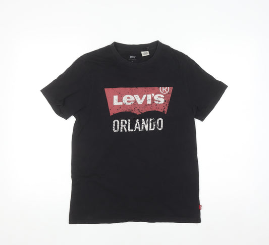 Levi's Men's Black Orlando Graphic Cotton T-Shirt XS