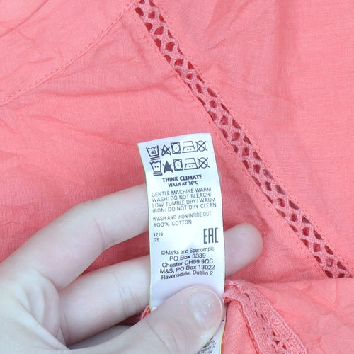 Marks and Spencer Per Una Women’s Orange Cotton Tunic Blouse Size 10