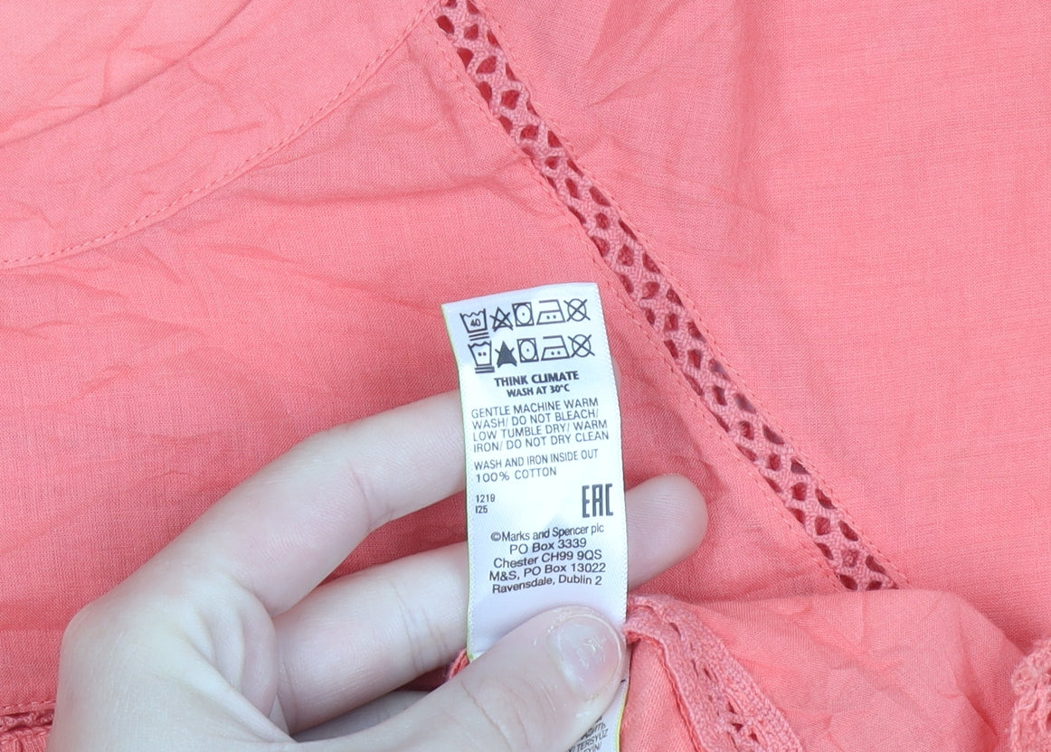 Marks and Spencer Per Una Women’s Orange Cotton Tunic Blouse Size 10