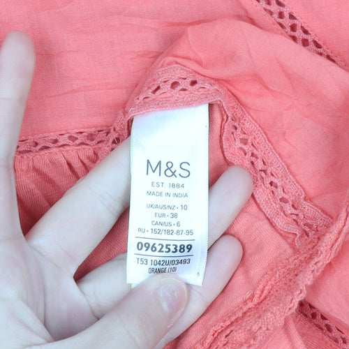 Marks and Spencer Per Una Women’s Orange Cotton Tunic Blouse Size 10