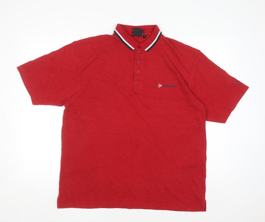 Dunlop Men’s Red Polo Shirt L Classic Collared Short Sleeve Sports Top