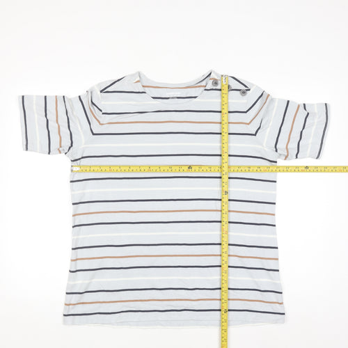 Lands' End Men's Multicoloured Striped Button Shoulder T-Shirt XL