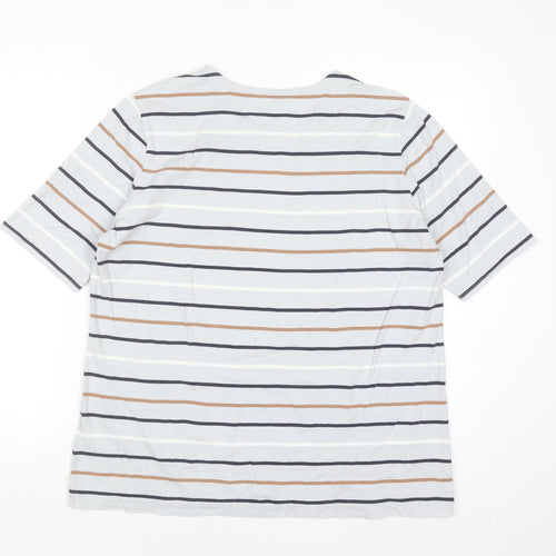 Lands' End Men's Multicoloured Striped Button Shoulder T-Shirt XL